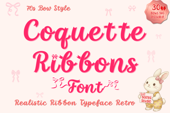 Coquette Ribbon Font: Elegant Satin Bows for Crafts